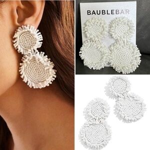 BaubleBar Erin White Beaded Drop Earrings NWT